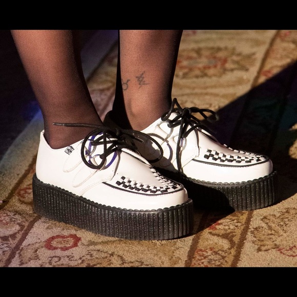 PLATFORM WHITE LEATHER CREEPERS - Picture 3 of 3